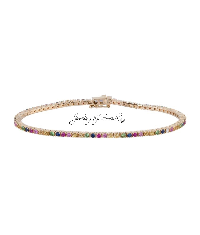 Lækkert armbånd med smukke Cubic Zirconia sten i regnbuens farver